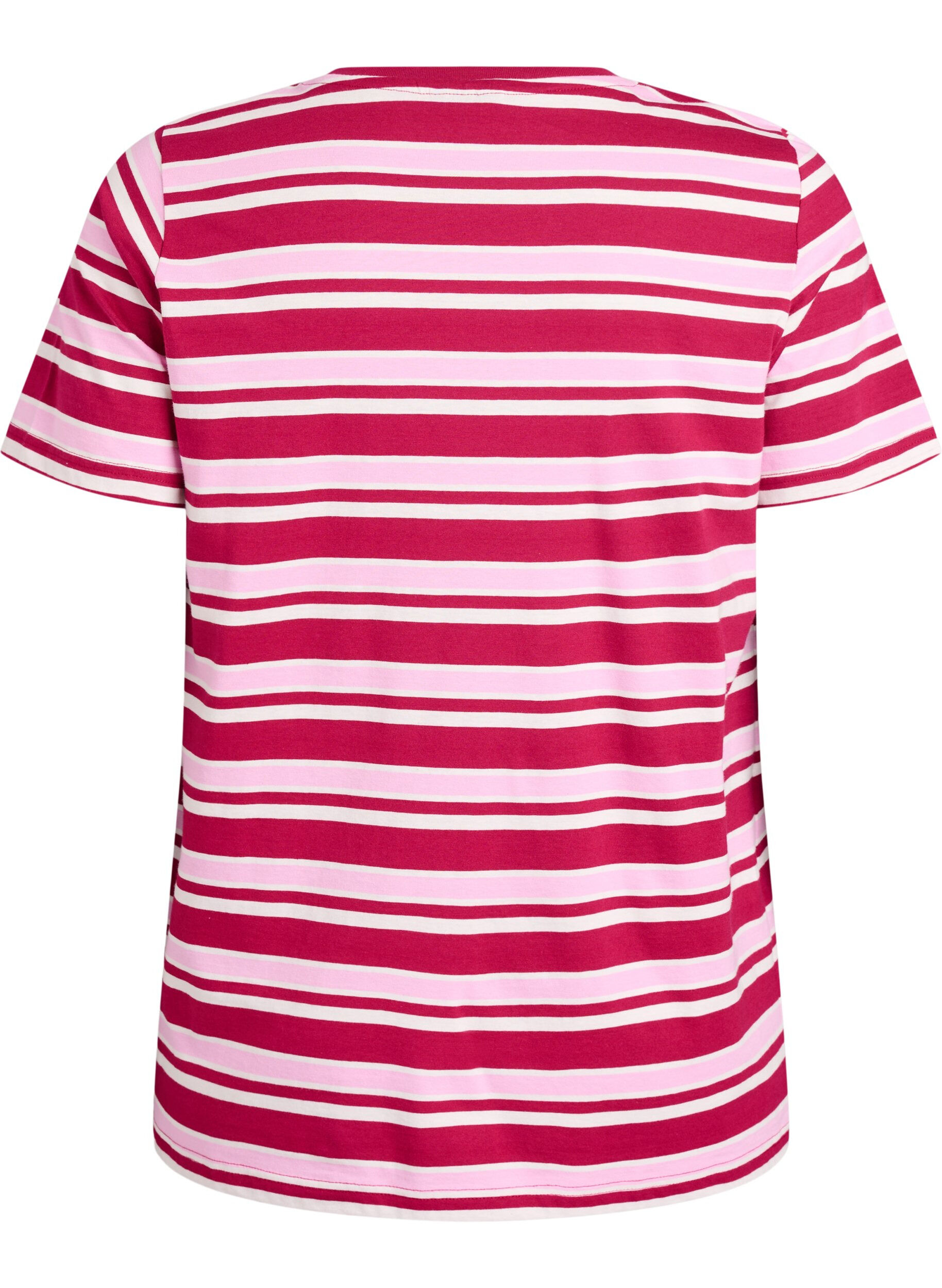 Zizzifashion Cotton T-shirt with stripes, Rose, Packshot image number 1