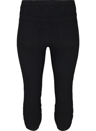 Plain-coloured capri jeans in viscose blend, Black, Packshot image number 1