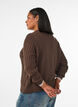 Cable-knit cardigan with golden buttons, Brown, Model image number 2