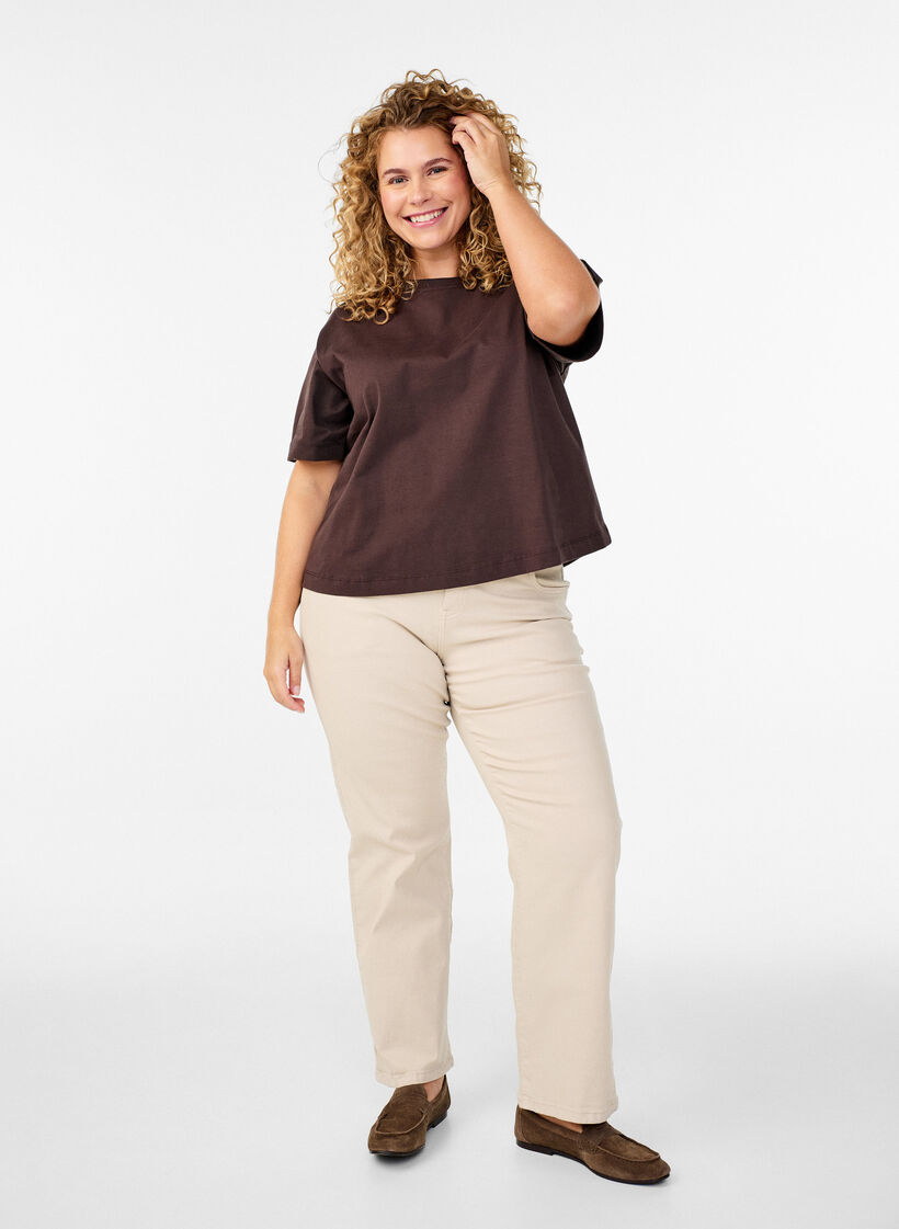 Gemma high-waisted jeans, Beige, Model image number 0