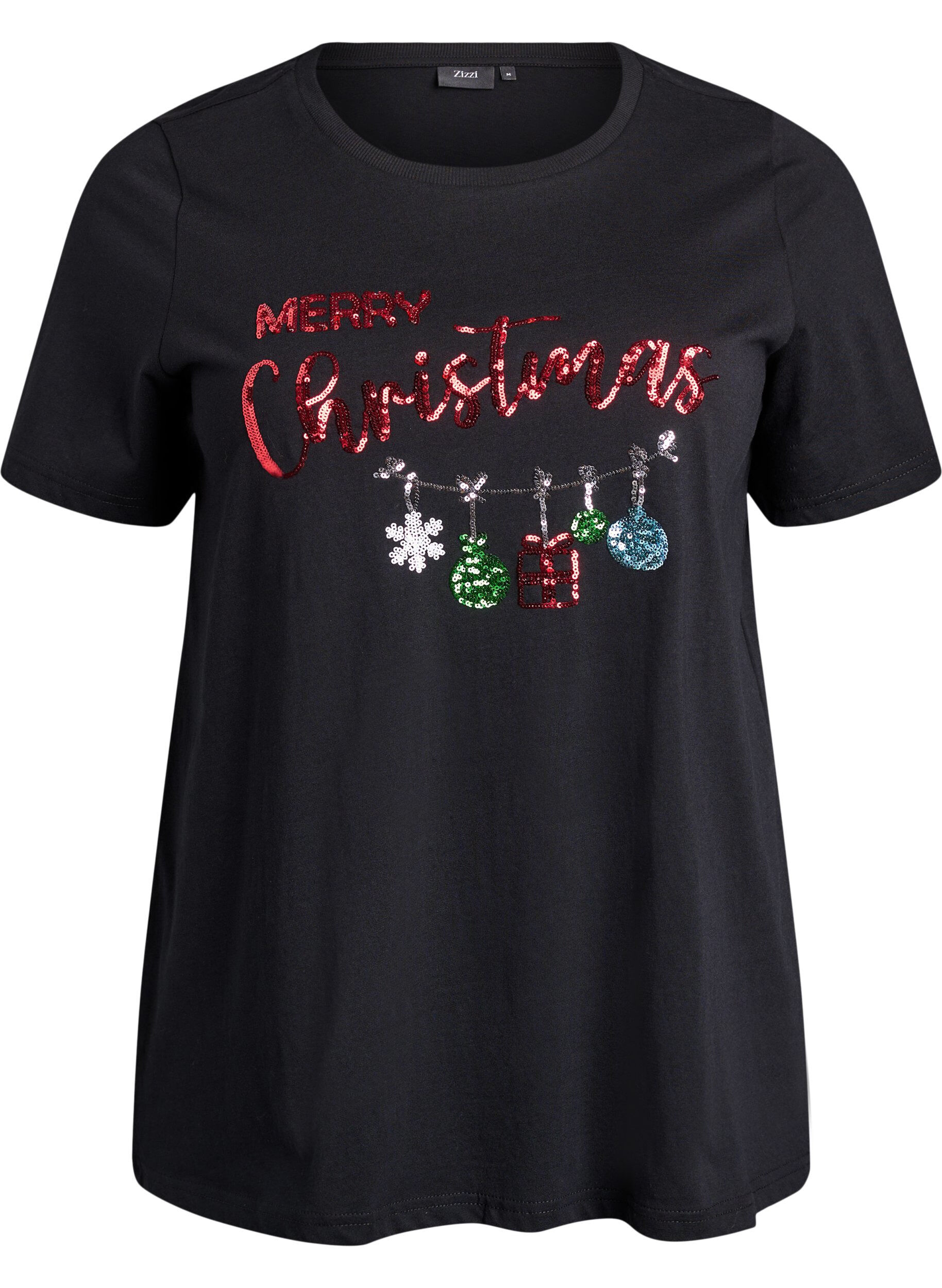 Zizzifashion Christmas t-shirt in organic cotton, Black, Packshot image number 0