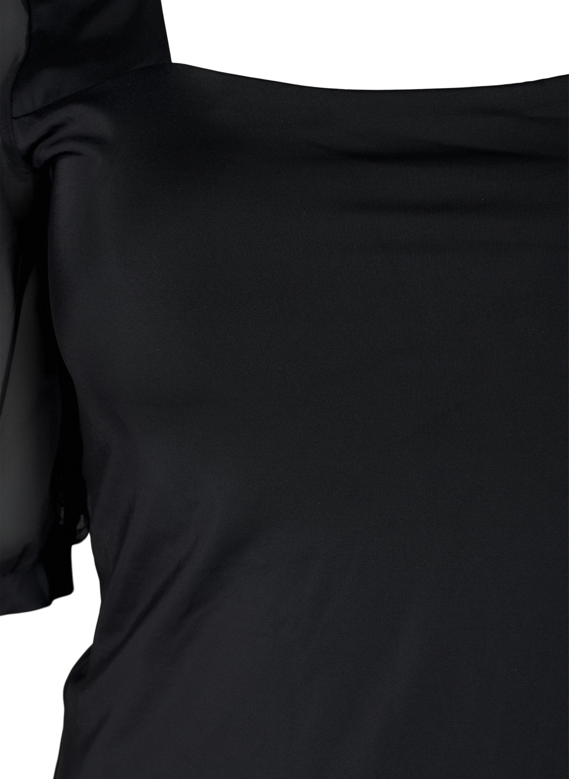 Zizzifashion Swimsuit with short mesh sleeves, Black, Packshot image number 2