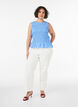 Smock top with boat neck and peplum hem, Blue, Model image number 1