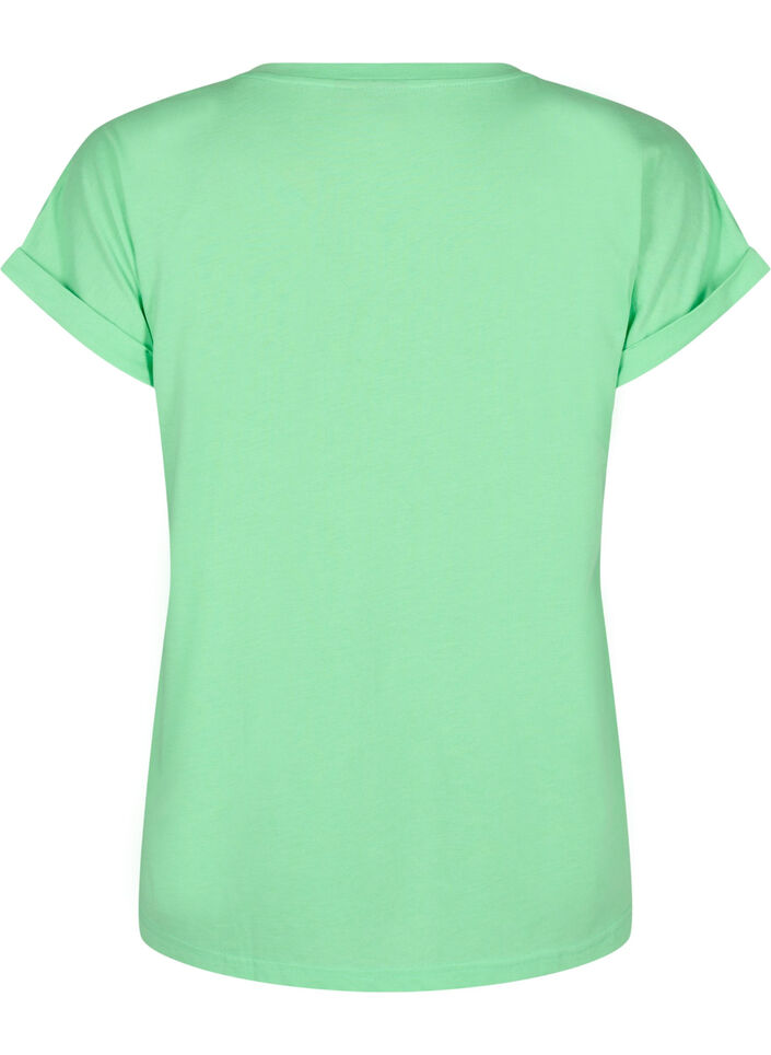 Short sleeve cotton blend T-shirt, Green, Packshot image number 1