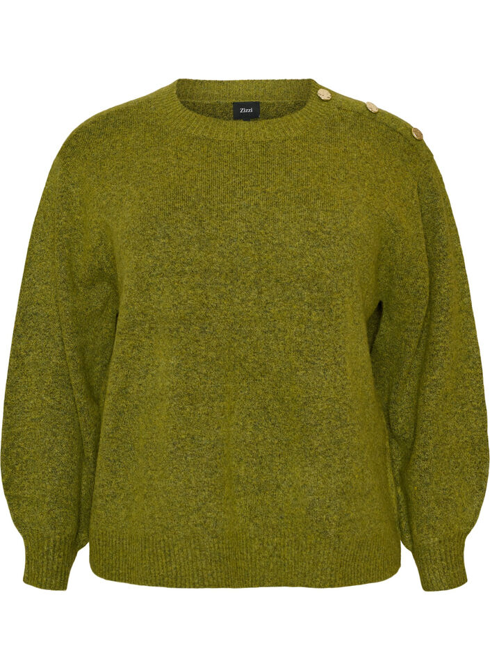 Knit blouse with button detail, Green, Packshot image number 0