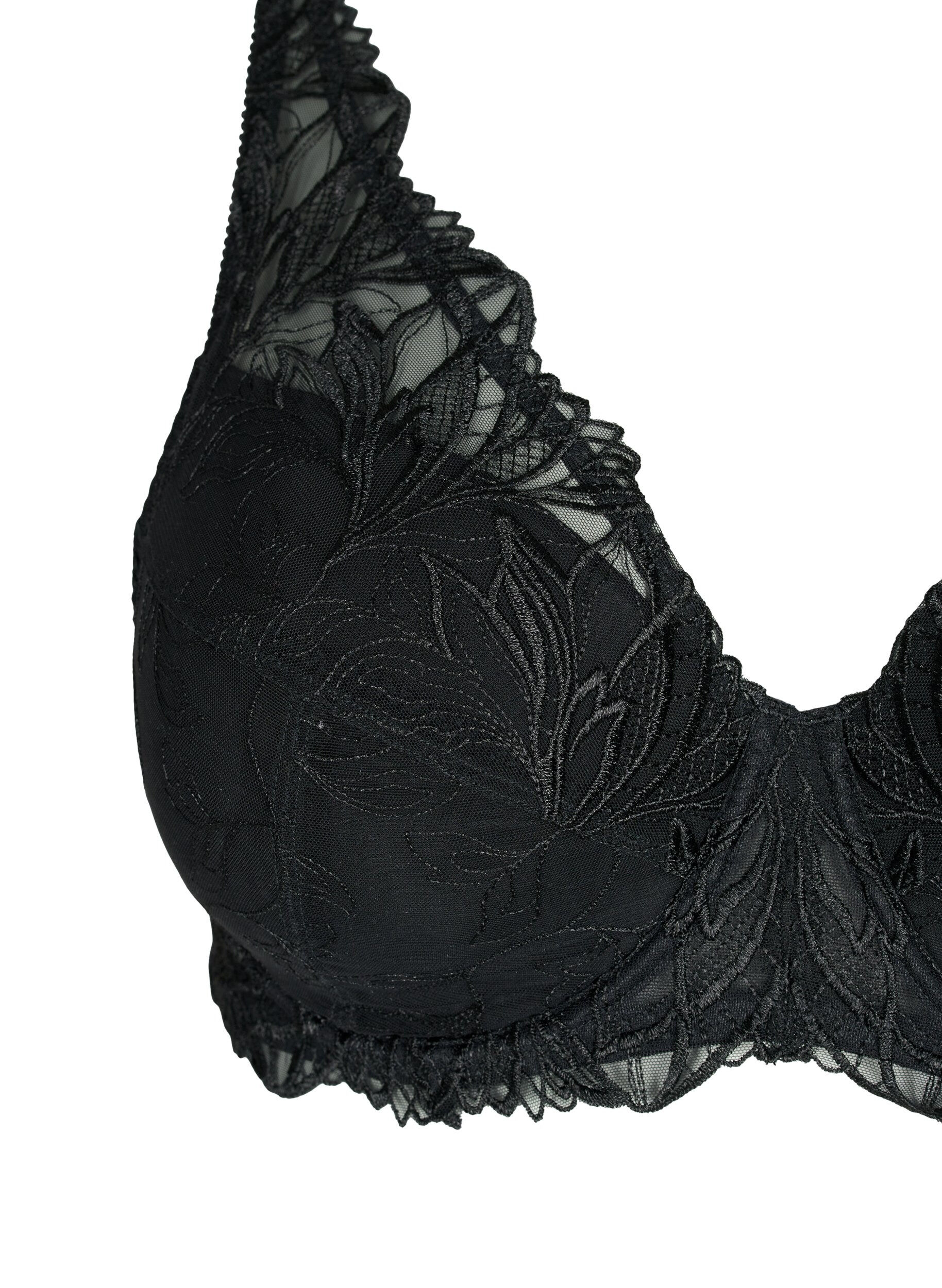 Zizzifashion Padded lace bra with underwire, Black, Packshot image number 2