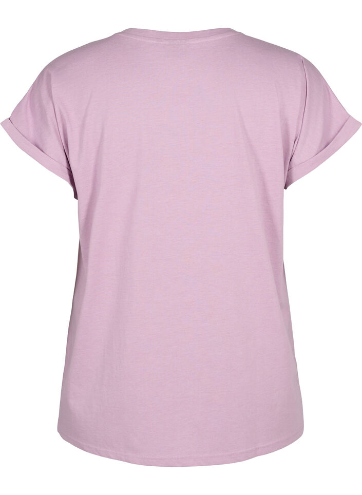 Short-sleeved t-shirt in a cotton blend, Purple, Packshot image number 1