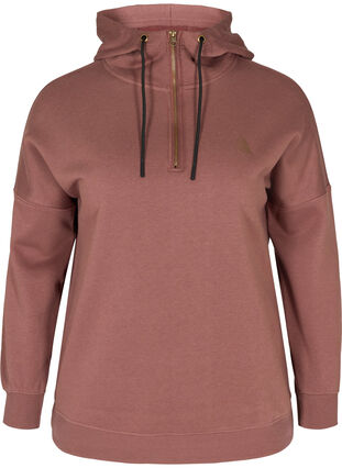 Sweatshirt with a hood and zip, Marron, Packshot image number 0