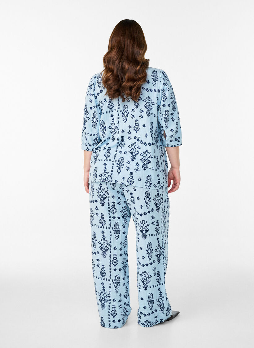 Shirt blouse with 3/4 sleeves, Light Blue, Model image number 2