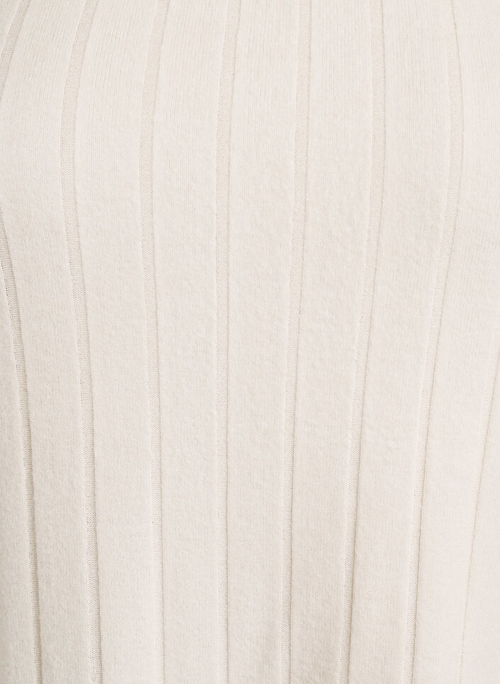Jersey blouse with a square neck and ribbed texture, Beige, Packshot image number 2