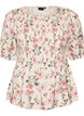 Viscose blouse with smock and peplum effect, Vanilla, Packshot image number 0