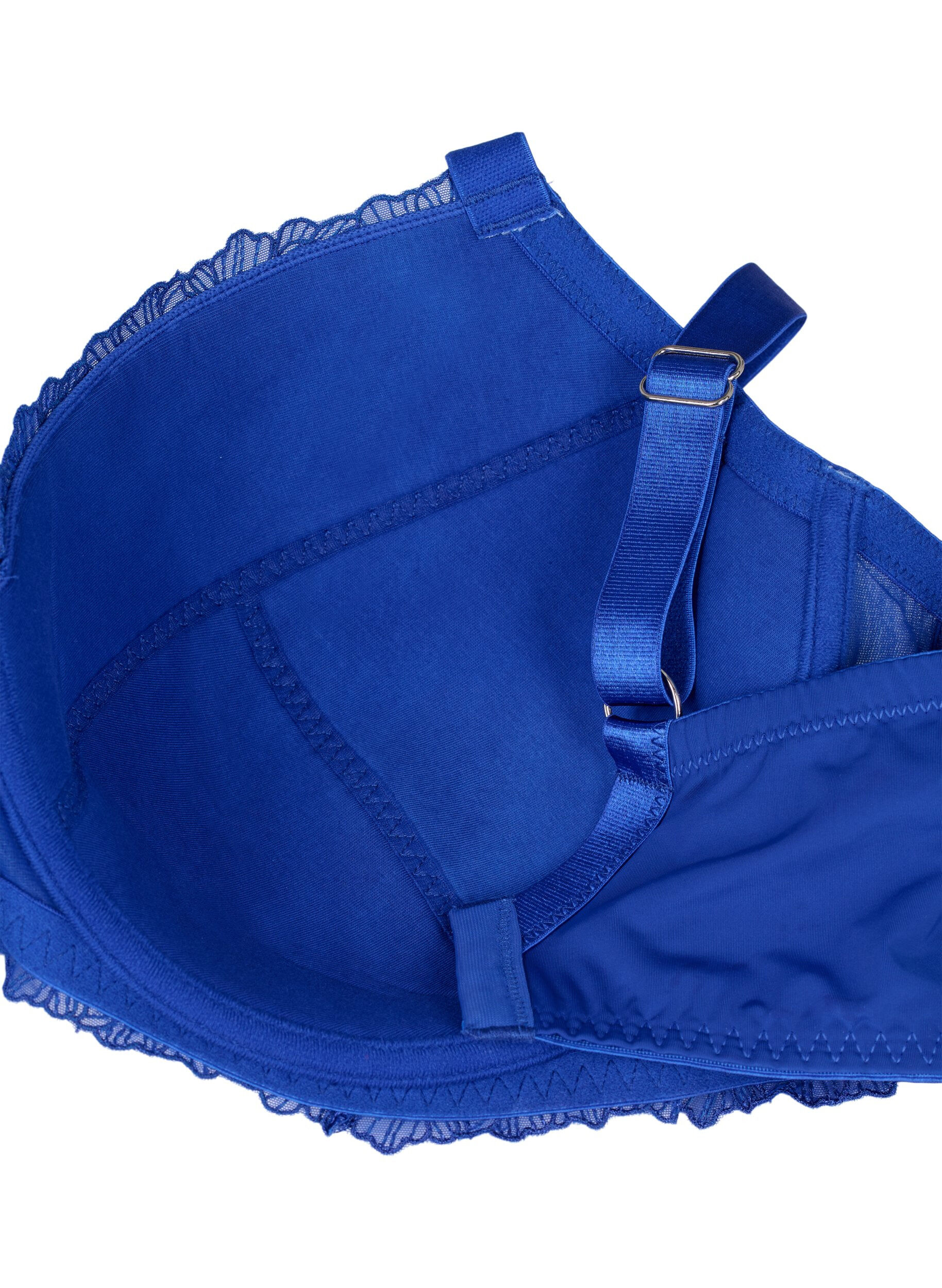 Zizzifashion Padded underwired bra with lace, Blue, Packshot image number 3