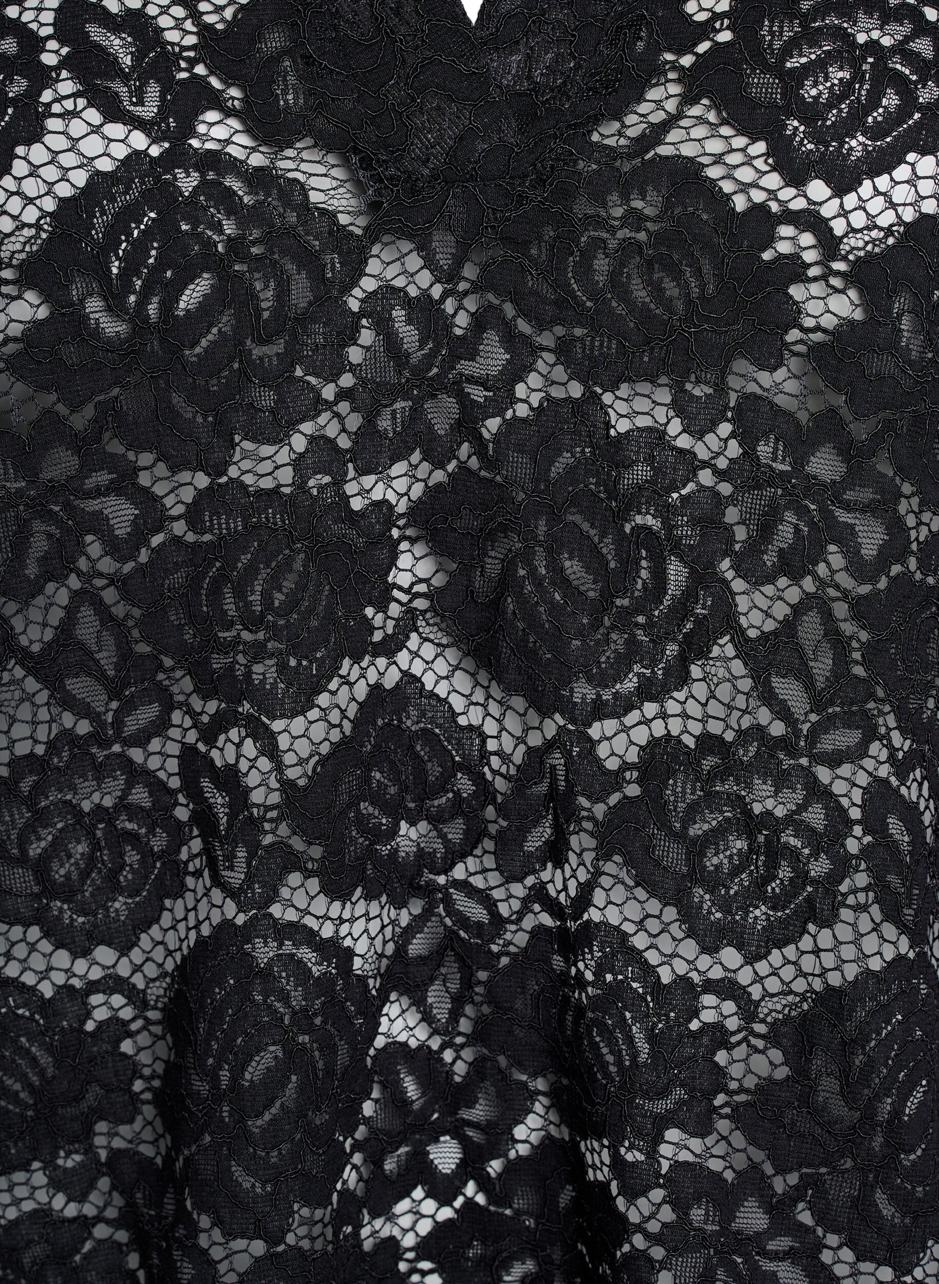 Zizzifashion Lace blouse with a collar and V-neck, Black, Packshot image number 2
