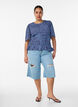 Cropped jeans with a distressed look and raw edges, Light Blue, Model image number 0