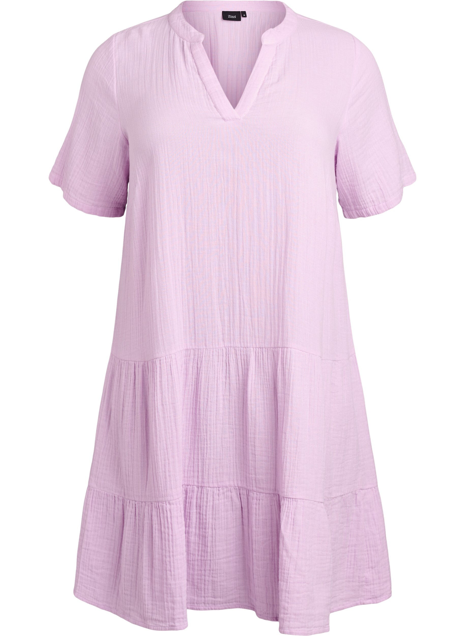 Zizzifashion Short A-line dress in cotton muslin, Purple, Packshot image number 0