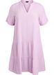 Short A-line dress in cotton muslin, Purple, Packshot image number 0