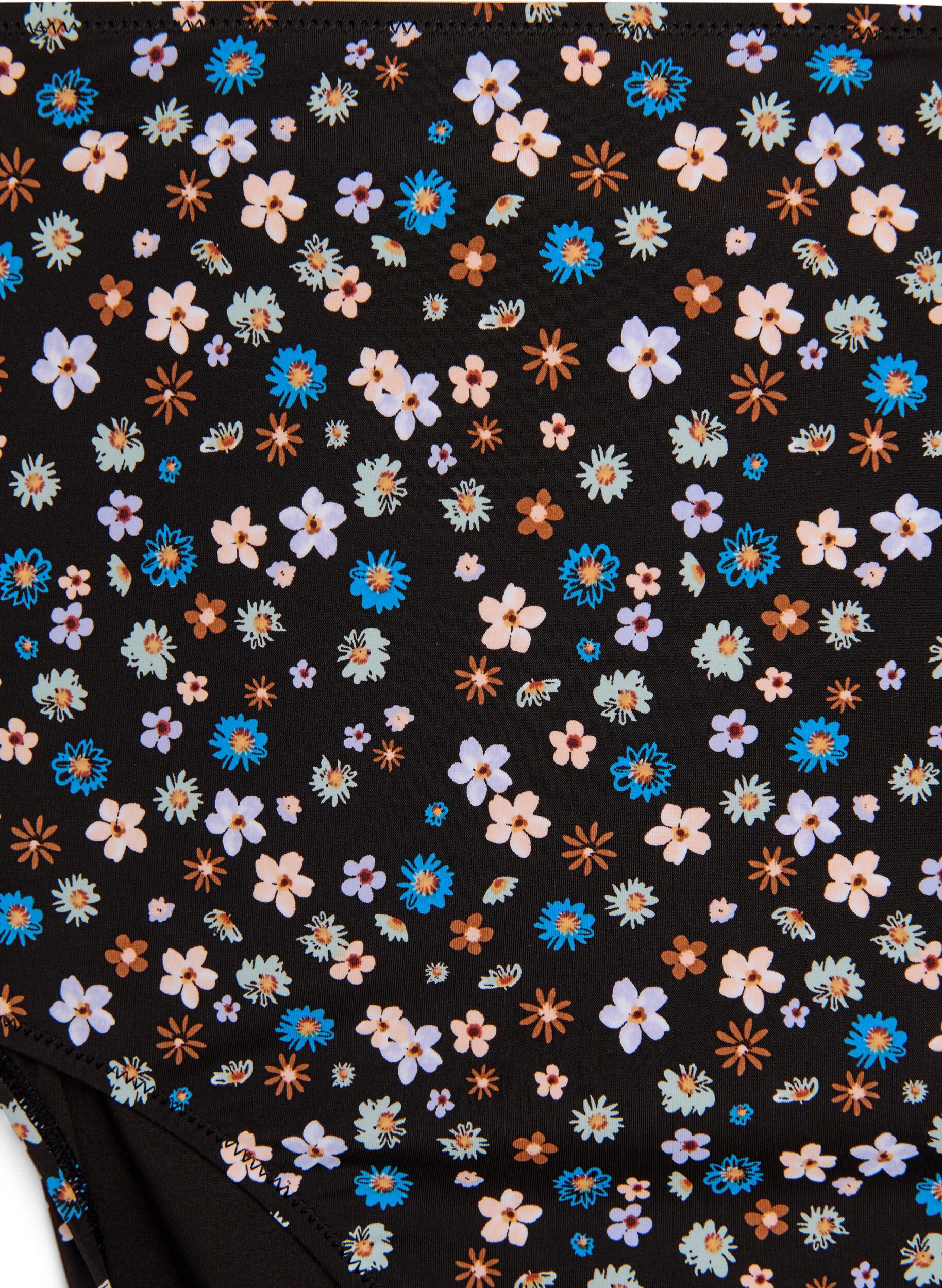 Zizzifashion Extra high-waisted bikini brief with floral print, Brown, Packshot image number 2