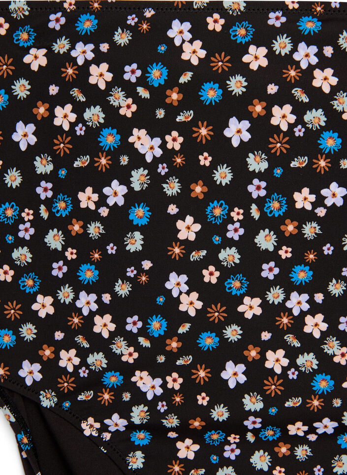 Extra high-waisted bikini brief with floral print, Brown, Packshot image number 2