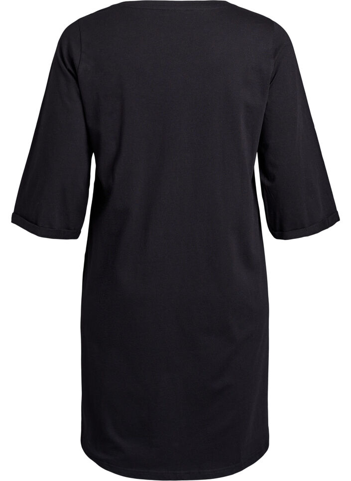 Nightdress in organic cotton with Christmas motif, Black, Packshot image number 1