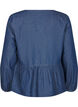 Peplum blouse in denim with a tie fastening, Blue, Packshot image number 1