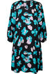 Long-sleeved viscose dress with print, Blue AOP, Packshot image number 0