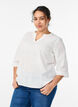 Cotton blouse with embroidered details and 3/4 sleeves, White, Model image number 0