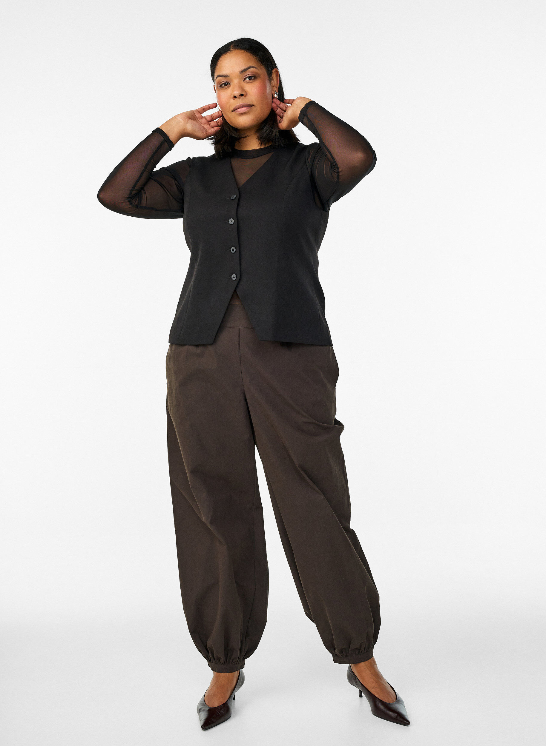 Zizzifashion Waistcoat with button closure, Black, Model image number 1