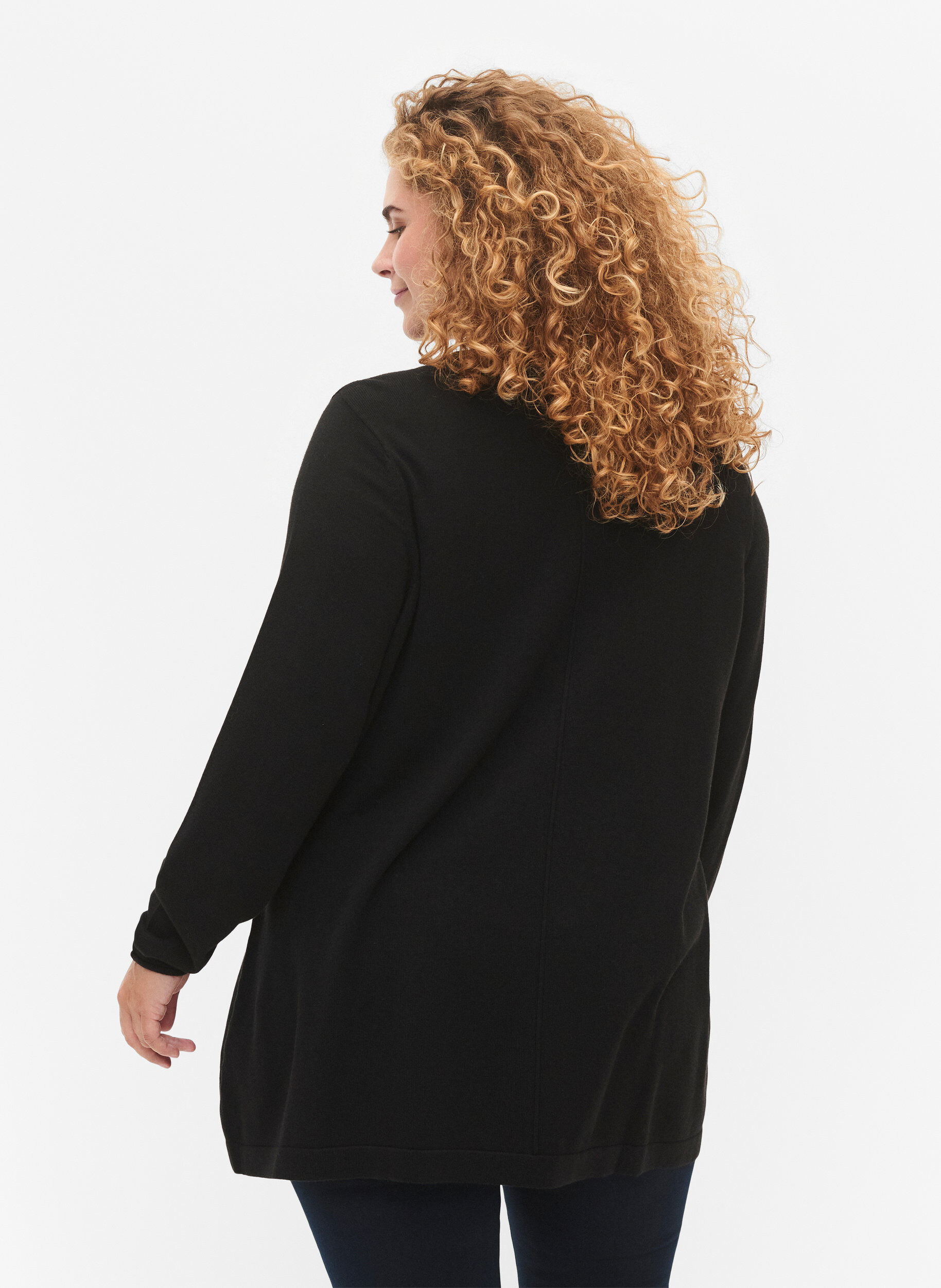 ZizzifashionKnitted blouse in cotton-viscose blend, Black, Model image number 2