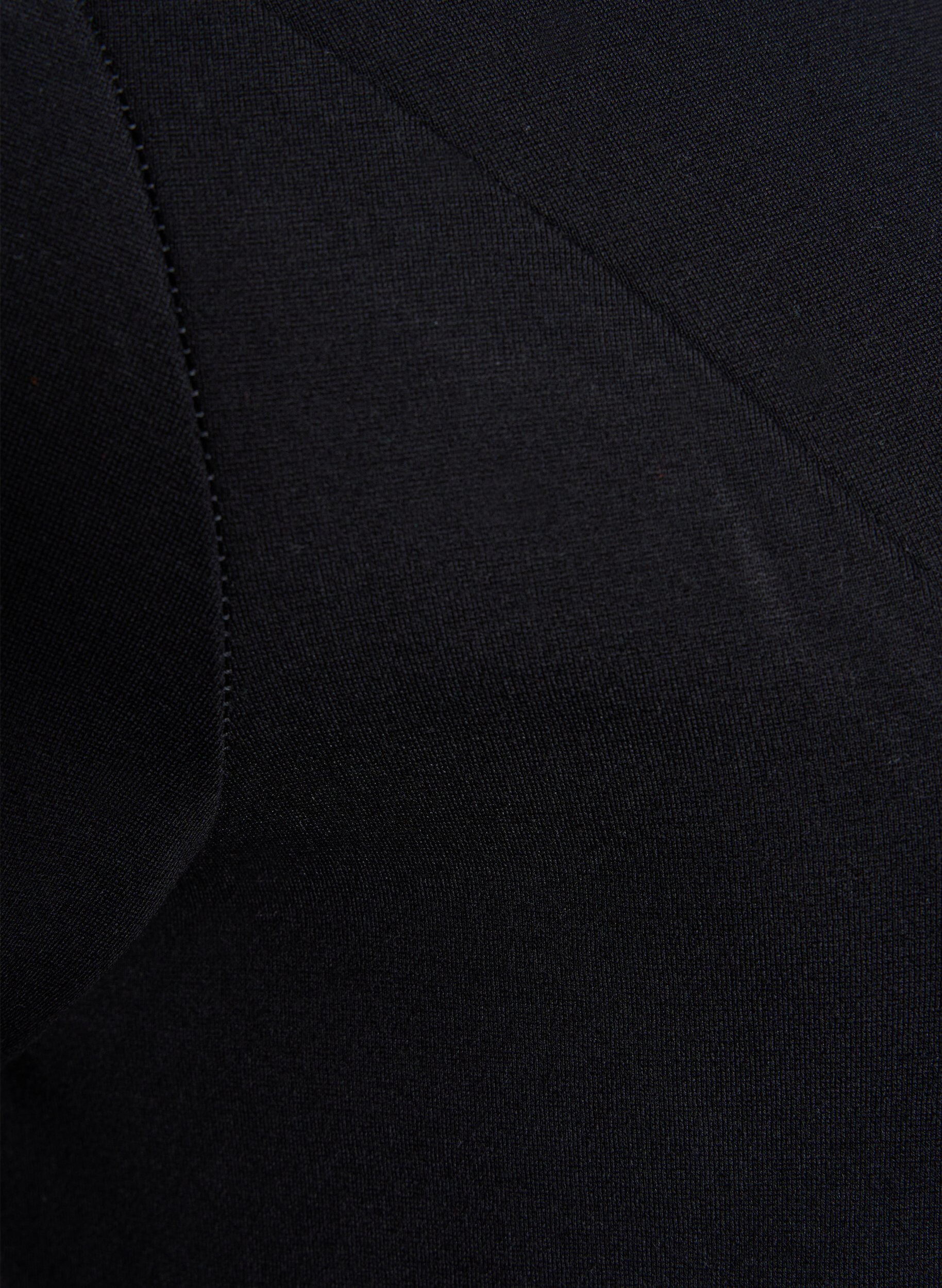 Zizzifashion Monochrome dress with 3/4 sleeves and slit, Black, Packshot image number 3