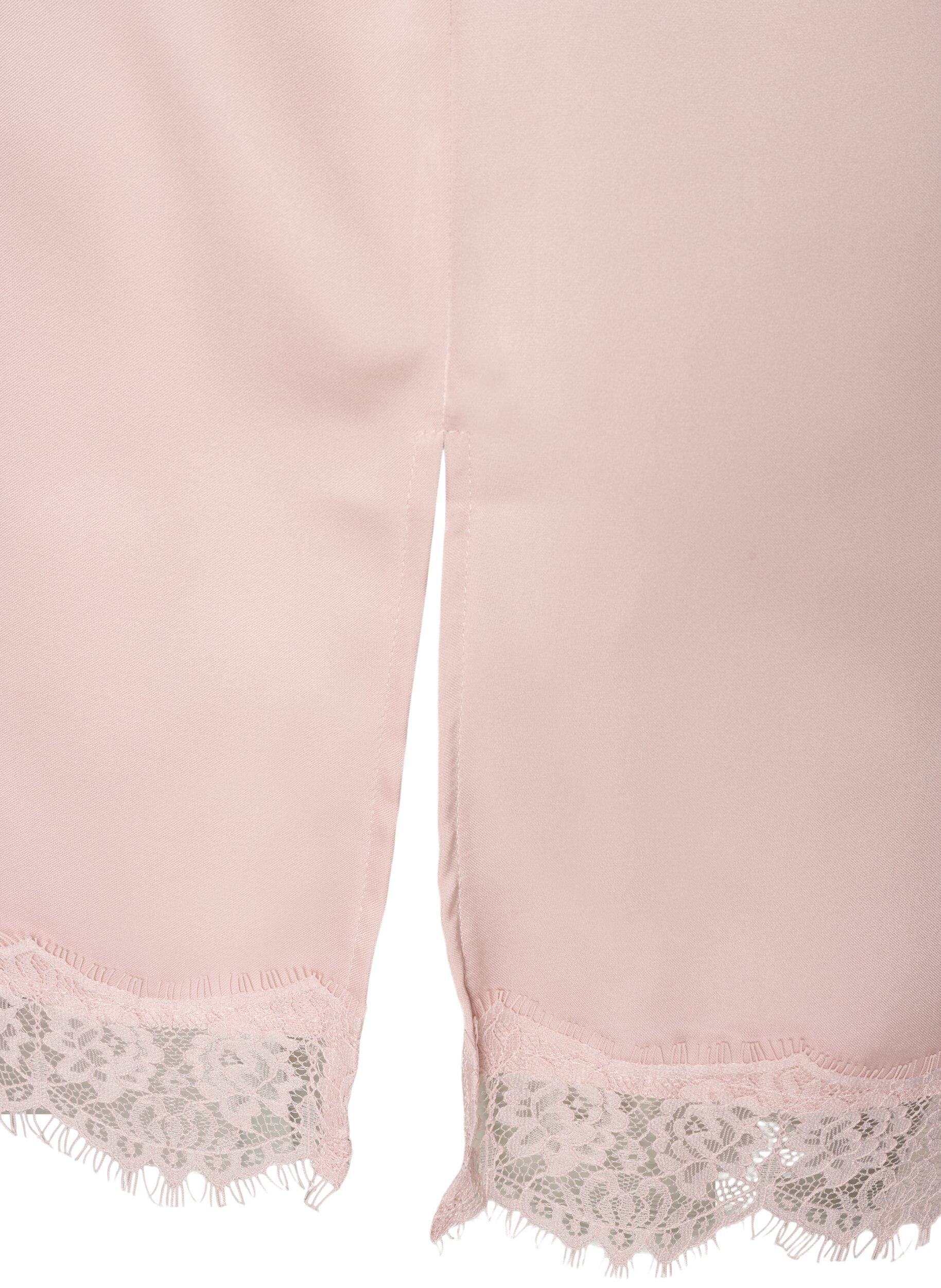 Zizzifashion Long satin top with lace edges, 9990, Packshot image number 3
