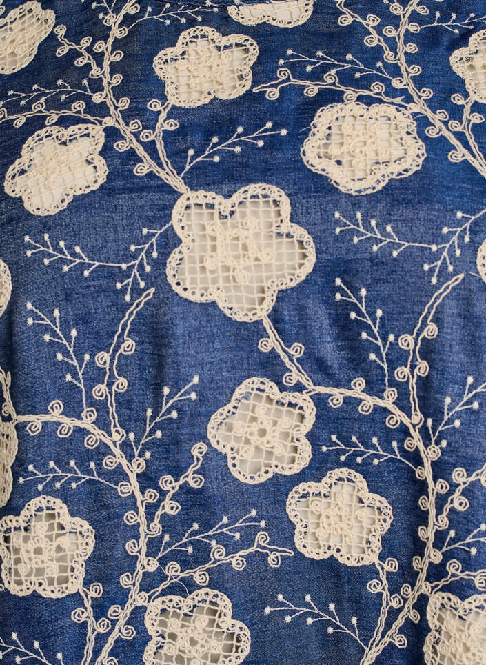 Short A-line dress with an embroidered pattern, Blue, Packshot image number 2