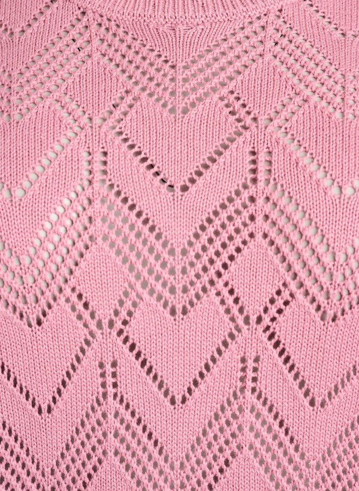 Patterned knit blouse with wavy edge and round neckline, Rose, Packshot image number 2