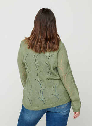 Pattern knitted top with wool, Sea Spray mel, Model image number 1