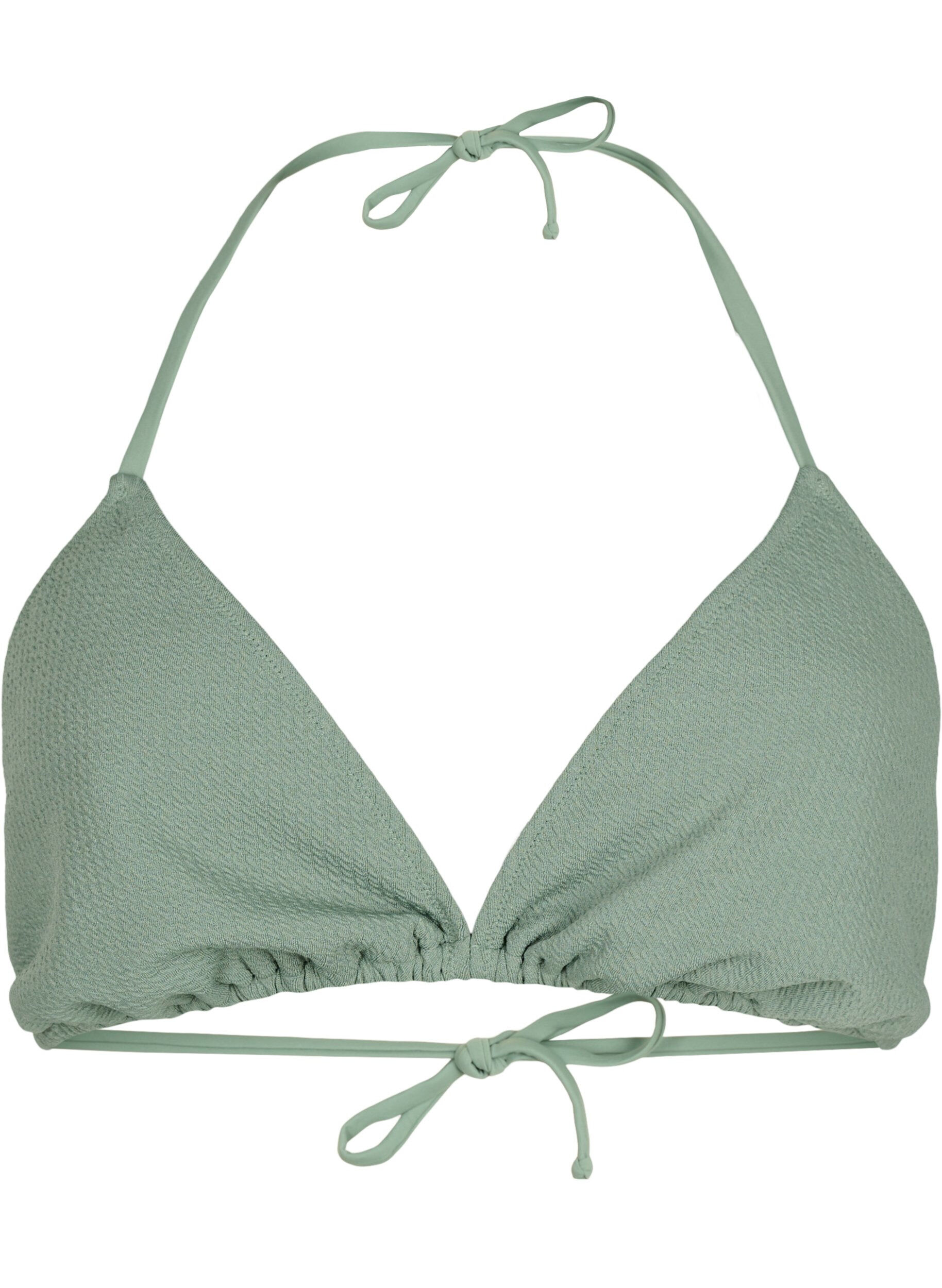 Zizzifashion Triangle bikini bra with crepe structure, Green, Packshot image number 0