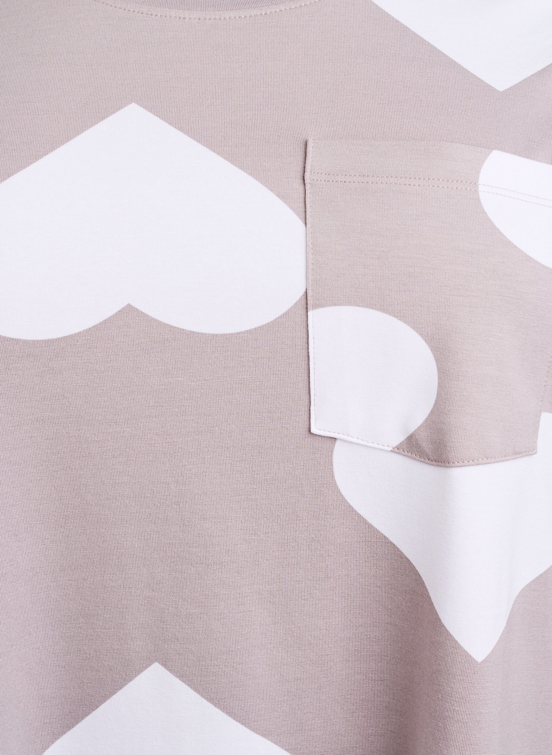 Zizzifashion Long night t-shirt in a modal blend with hearts, Grey, Packshot image number 2