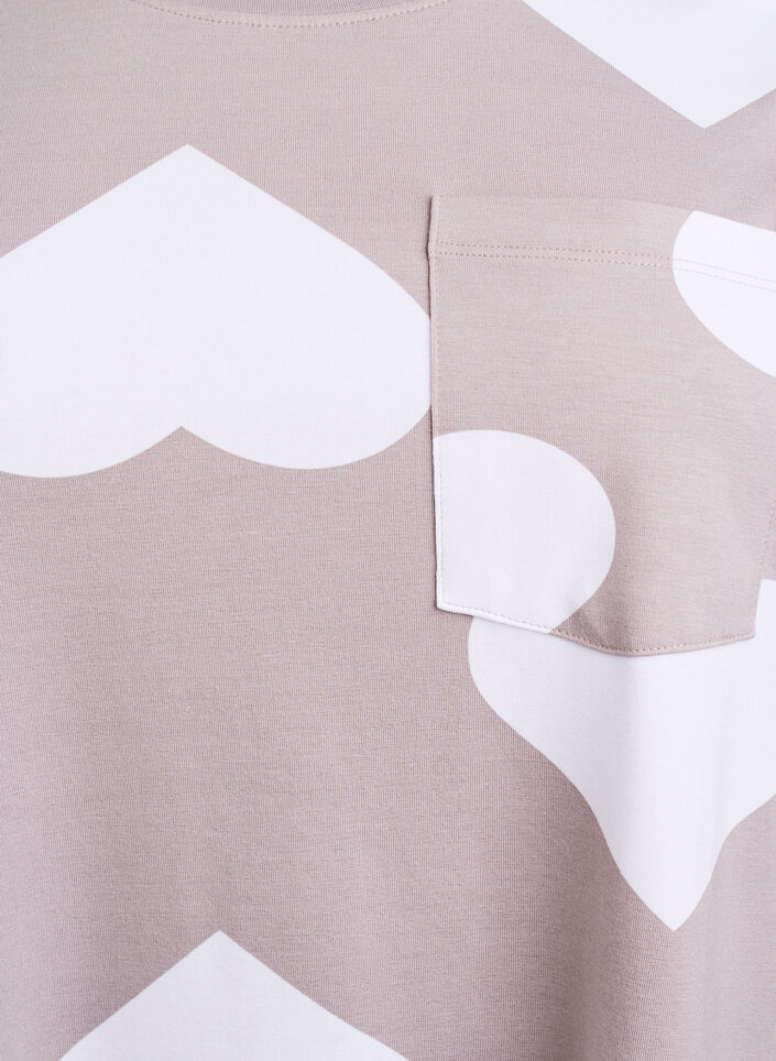 Long night t-shirt in a modal blend with hearts, Grey, Packshot image number 2