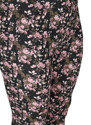Viscose leggings with floral print, Black AOP FLOWER, Packshot image number 2