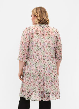 Tunic with 3/4 and floral print, Flower AOP, Model image number 1