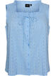 Sleeveless blouse with broderie anglaise and ruffles, Light Blue, Packshot image number 0