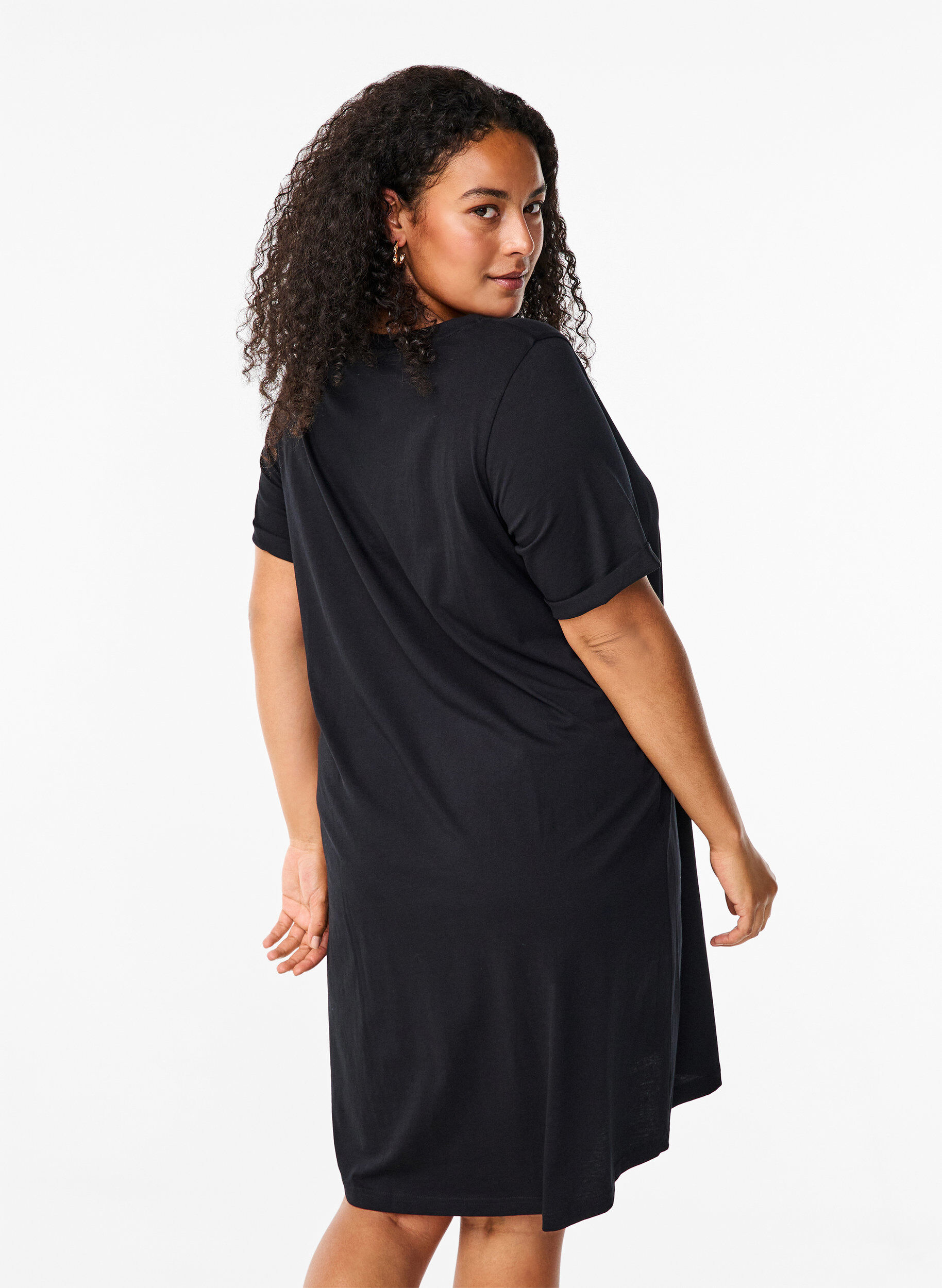 Zizzifashion Cotton t-shirt dress, Black, Model image number 1