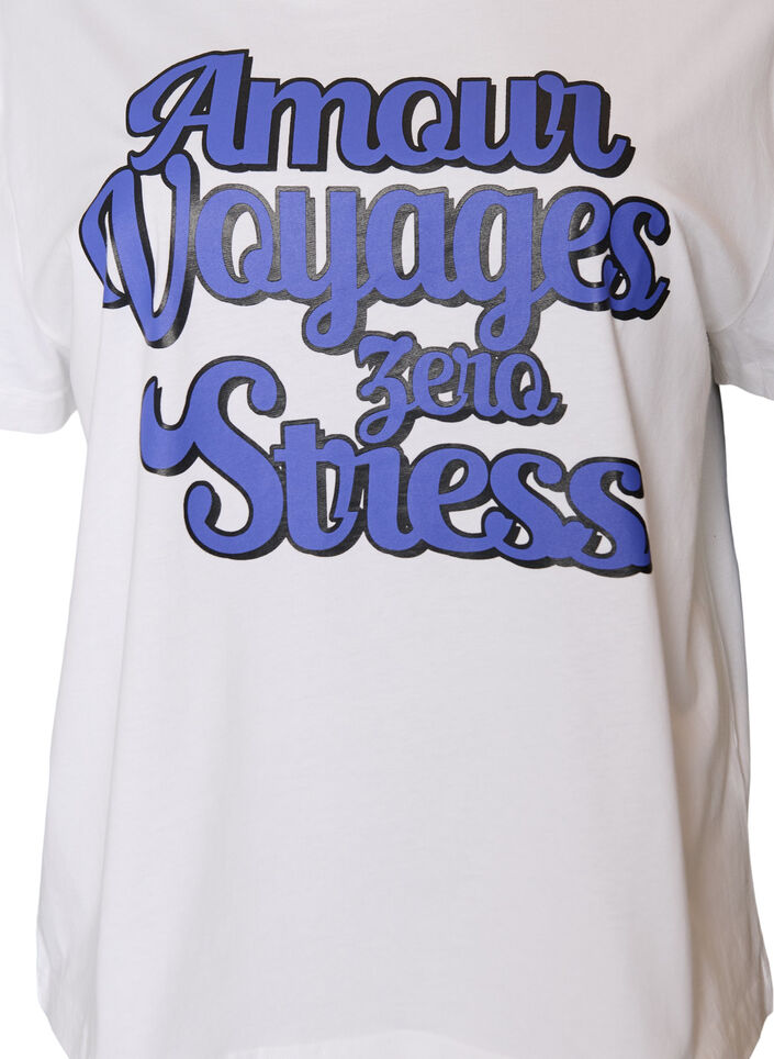 100% cotton T-shirt with short sleeves and print, White, Packshot image number 2