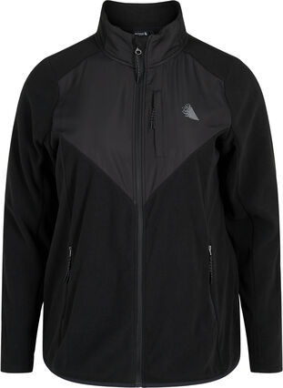 High-neck fleece jacket with pockets, Black, Packshot image number 0