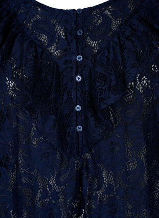 Lace top with frill detail, Navy, Packshot image number 2
