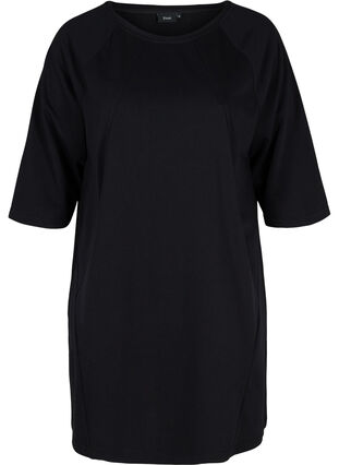 Sweater dress with 3/4-length sleeves and pockets, Black, Packshot image number 0
