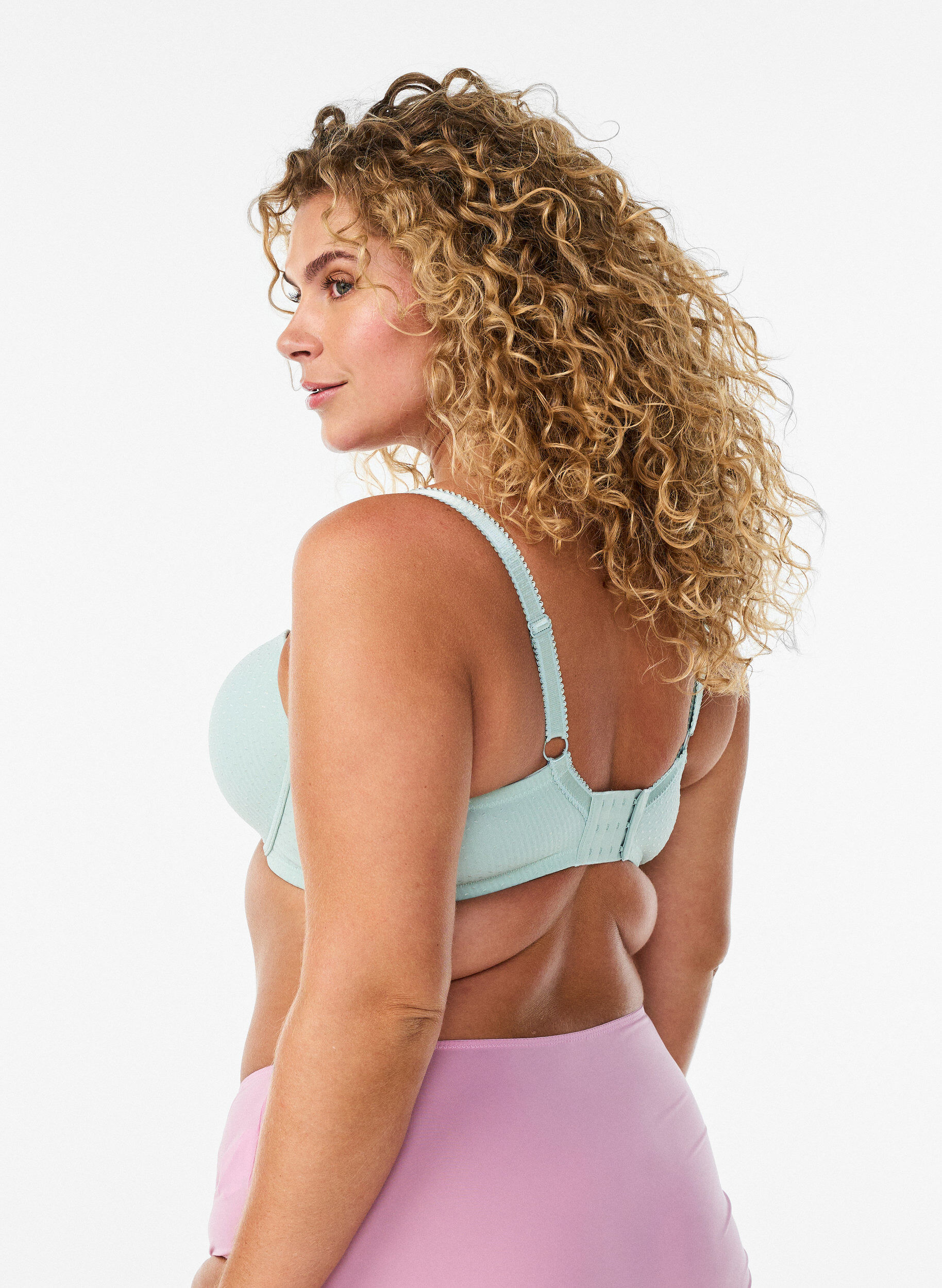 Zizzifashion Moulded microfibre bra with a dobby texture, Green, Model image number 2