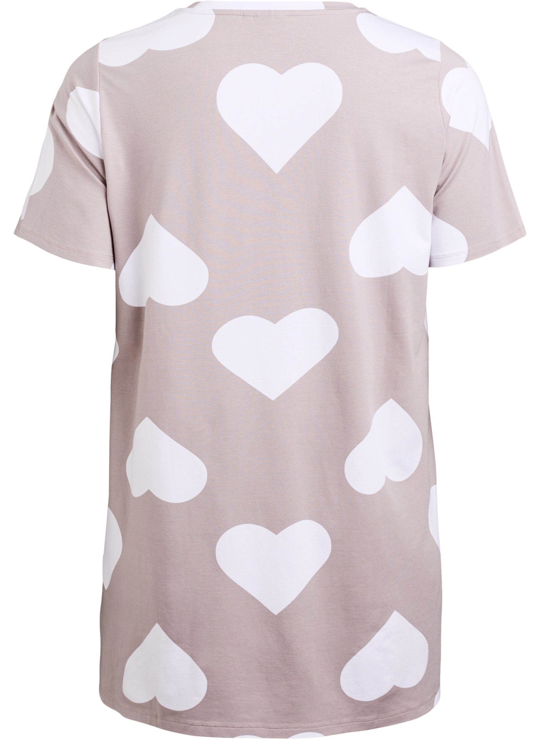 Zizzifashion Long night t-shirt in a modal blend with hearts, Grey, Packshot image number 1