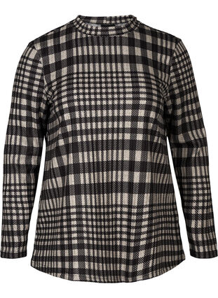 Checked blouse with long sleeves, Check, Packshot image number 0