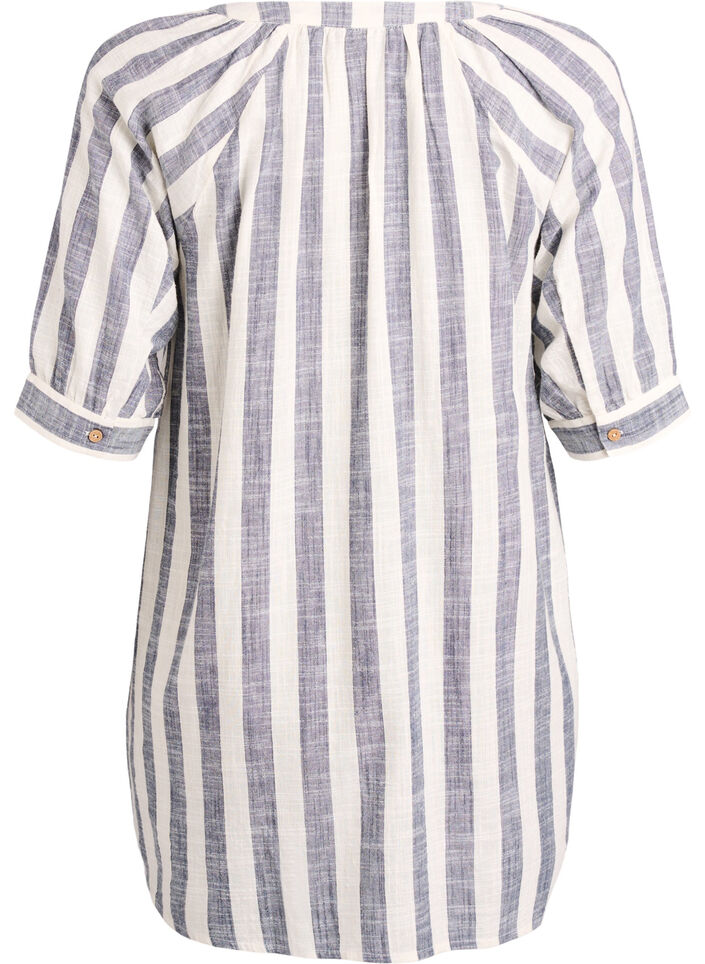 Cotton tunic with a V-neck, Blue, Packshot image number 1