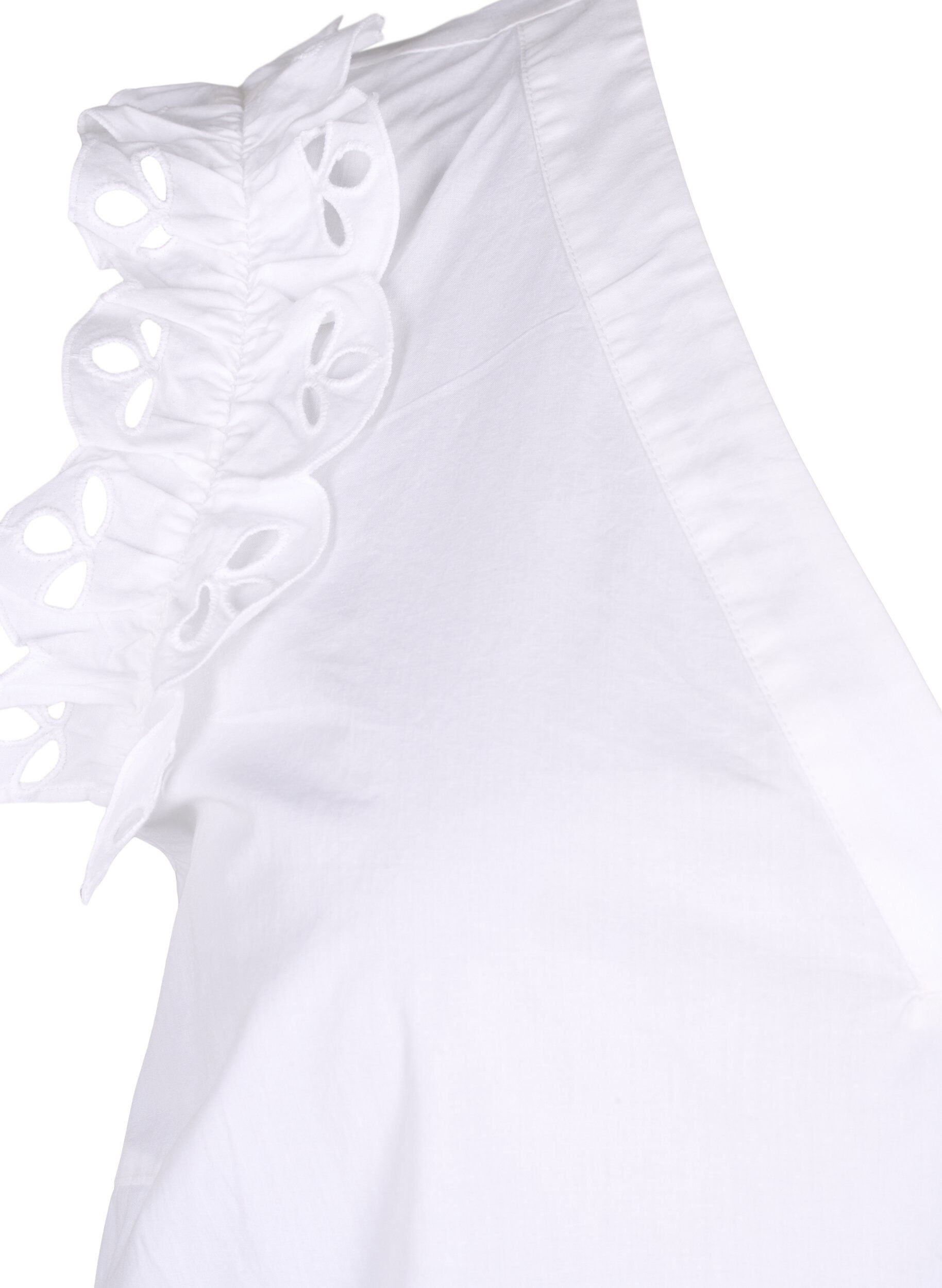 Zizzifashion Sleeveless cotton top with ruffles, White, Packshot image number 3