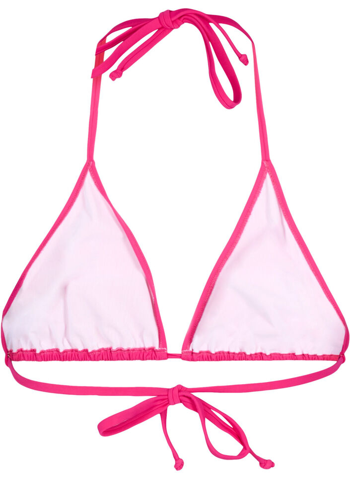 Solid color triangle bikini top, Pink, Packshot image number 1